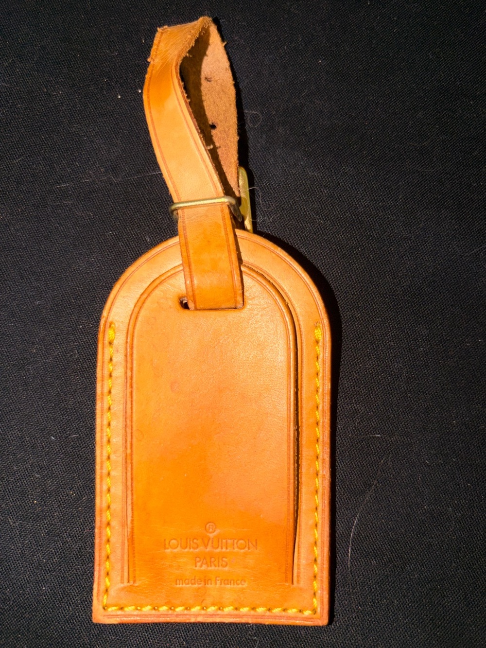 Louis Vuitton Tan Leather Luggage Tag with Strap